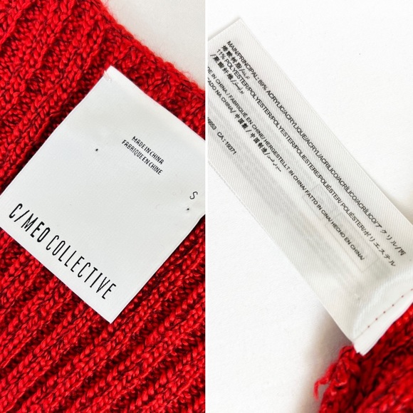 C/MEO Collective Feature Knit Crossover Sweater Top Red S - Picture 7 of 7